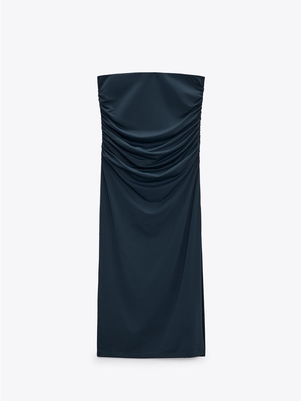 Zara Ruched Midi Skirt - Navy